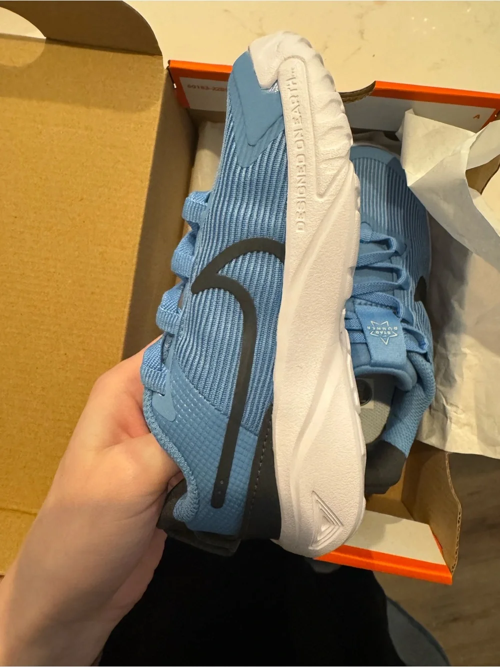 Nike Kids Light Blue Sneakers with Black Swoosh